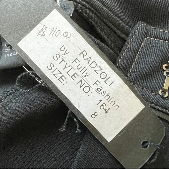 RADZOLI Wide Leg Black Trousers Top Stitch Leather-like Trim Accents Size 8 NWT - Picture 9 of 13